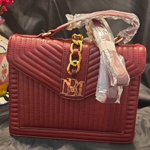Badgley Mischka Quilted Burgundy Crossbody Bag